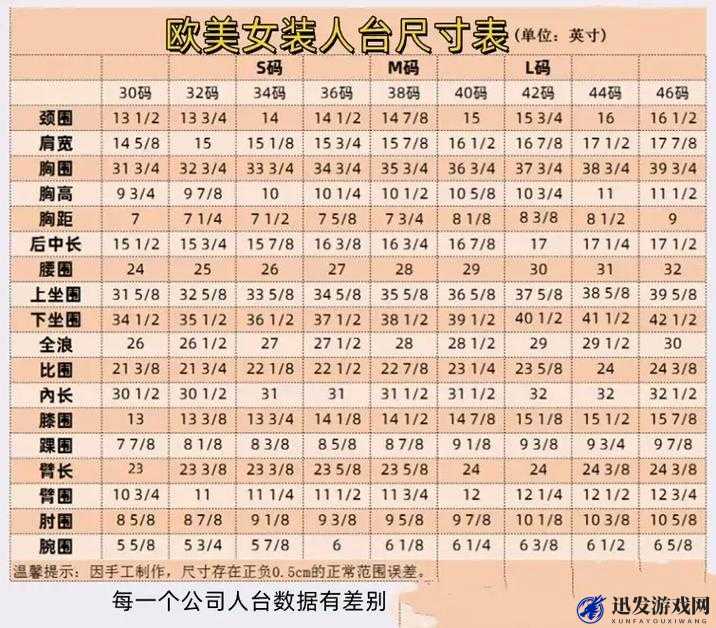 日本尺码与欧美尺码对照表：跨越国界的尺寸标准