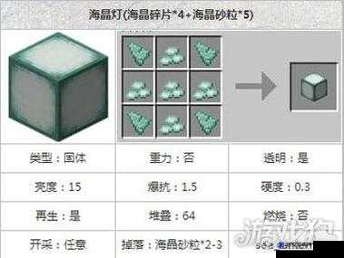 我的世界游戏攻略，详细解析海晶灯合成方法与步骤